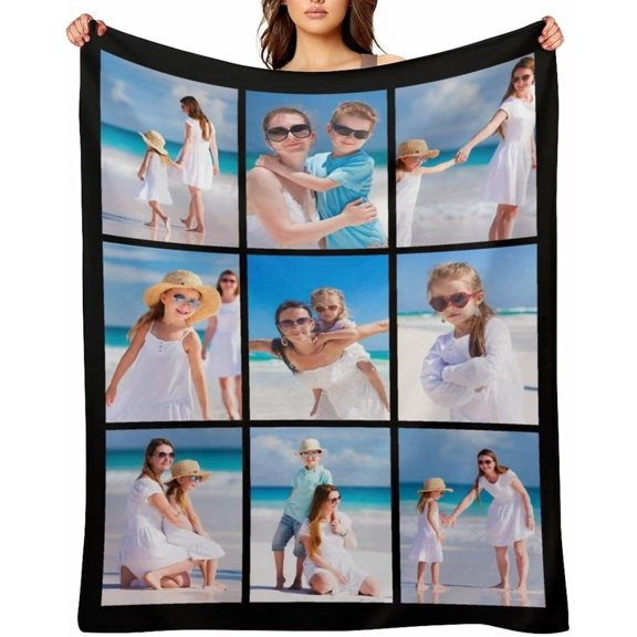 AISENIN Custom Blankets With 9 Photos Personalized Throw Blanket With Pictures Customized Photos Collage Blankets for Birthday Christmas