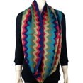 thumbnail image 3 of Soft Thin Wave Chevron Pattern Infinity Scarf Coral, Navy, Teal, 3 of 3