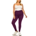 thumbnail image 3 of Women's Plus Size Microfiber Full Length Solid Leggings, Soft Stretch High Waist Pants, 3 of 5