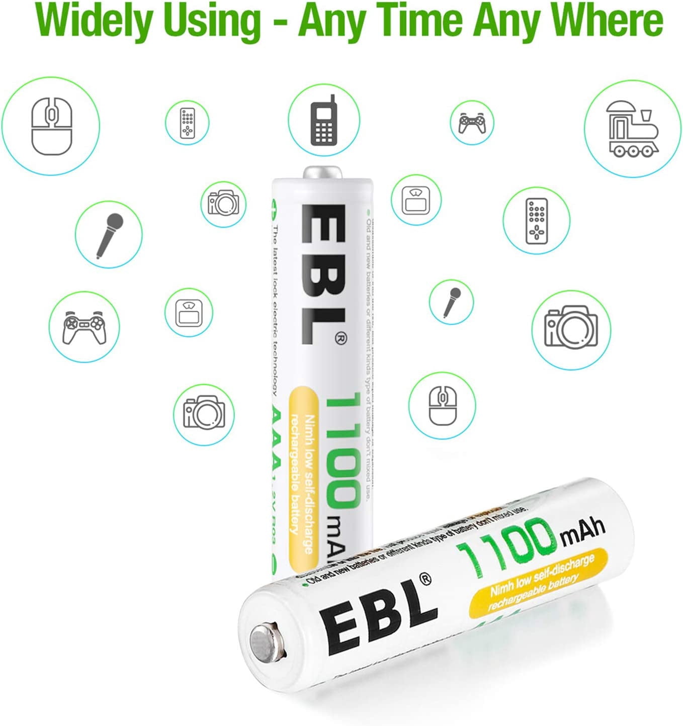 EBL AAA Rechargeable Batteries(28-Counts) Pre-Charged High Capacity 1.2V 1100mAh Ni-MH Rechargeable Battery(Battery Case Included)