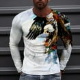 thumbnail image 2 of Workout Shirts for Men,Long Sleeve 3D Animal Graphic Print Tee Shirt Casual Round Neck Pullover Sweatshirts Top, 2 of 4