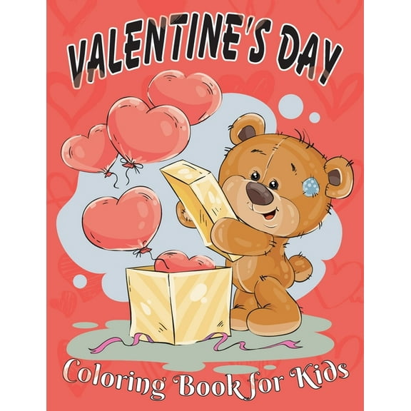 Valentine's Day Coloring Book for Kids: 8.5*11 - 100 page - Valentine's day gift 2021 - Cute Coloring Book for Little Girls and Boys - Animals, Unicorn, rex, cars, Bear Hearts and more to color (Paper