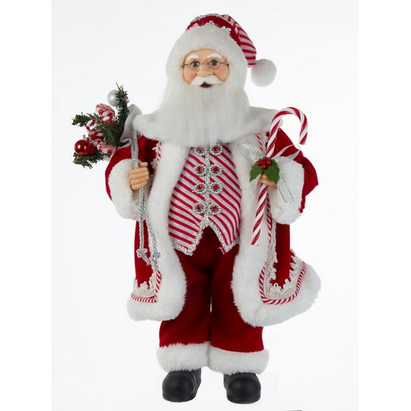 Kurt S. Adler Kringle Klaus Peppermint Santa, 17.5-Inches, Multi-Colored
