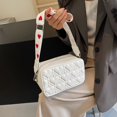 thumbnail image 3 of Bolso En Forma De Corazón Pequeño Cuadrado Correa Ancha PU Hombro Para Mujer Blanco, 3 of 9