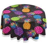 SKYSONIC Pineapple Round Tablecloth 60 inch Waterproof Tablecloth Stain Resistant and Wrinkle Decorative Patio Table Cloths for Kitchen Dinning Room Party Home Garden Picnic