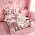 thumbnail image 2 of meiyoeat Farm Animal Horse Cow 7-Piece Twin Bedding,Romantic Pink Flowers Bedding Comforter Set For Girl,Reversible, 2 of 7