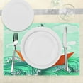 thumbnail image 3 of Ambesonne Ocean Place Mats Set of 4, Navy Sealife with Waves, Standard Size, Sky Blue Orange, 3 of 6