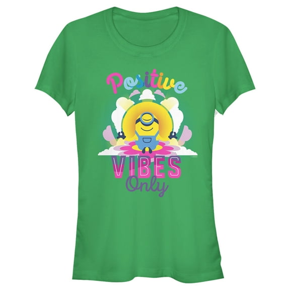 Junior's Minions: The Rise of Gru Stuart Positive Vibes Only  Graphic Tee Kelly Green Small