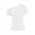 thumbnail image 5 of Tee-Shirt Asymétrique Uni pour Femmes Manches Courtes Décontractées, 5 of 5