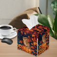 thumbnail image 5 of FUIALDOLG Stylish Tissue Box Holder Fall Sunflower Owl Square Tissue Cube Cover PU Leather Facial Organizer for Bathroom, Tabletop, Car, Night Stands, Office, Home, Kitchen, 5.1''X5.1''X5.5'', 5 of 7