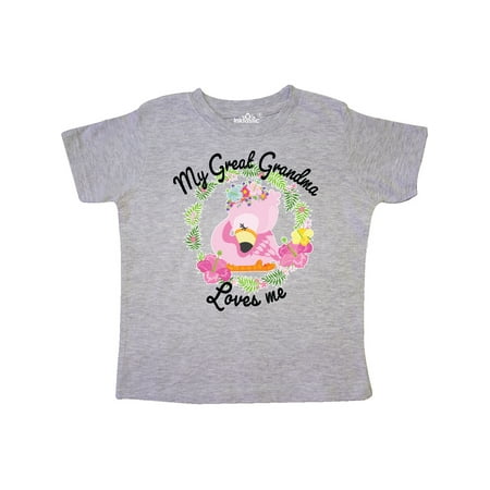 

Inktastic Baby Flamingo My Great Grandma Loves Me with Flower Wreath Gift Toddler Boy or Toddler Girl T-Shirt