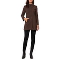thumbnail image 2 of INSPIRE CHIC Women's Coat Mid Length Stand Collar Single Breasted Winter Outerwear Overcoat Coffee L, 2 of 6
