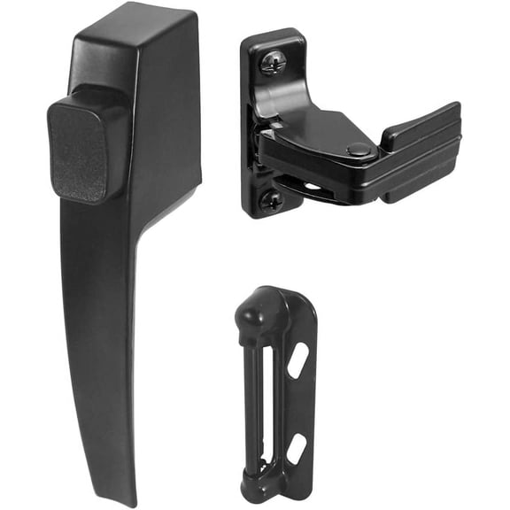 MP5007 Push Button Screen/Storm Door Latch Set, Black (1 Set)