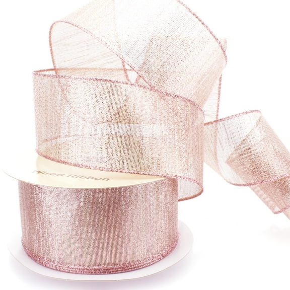 Ribbon Traditions Metallic Rose Gold Wired Ribbon 2 1/2" by 10 Yards