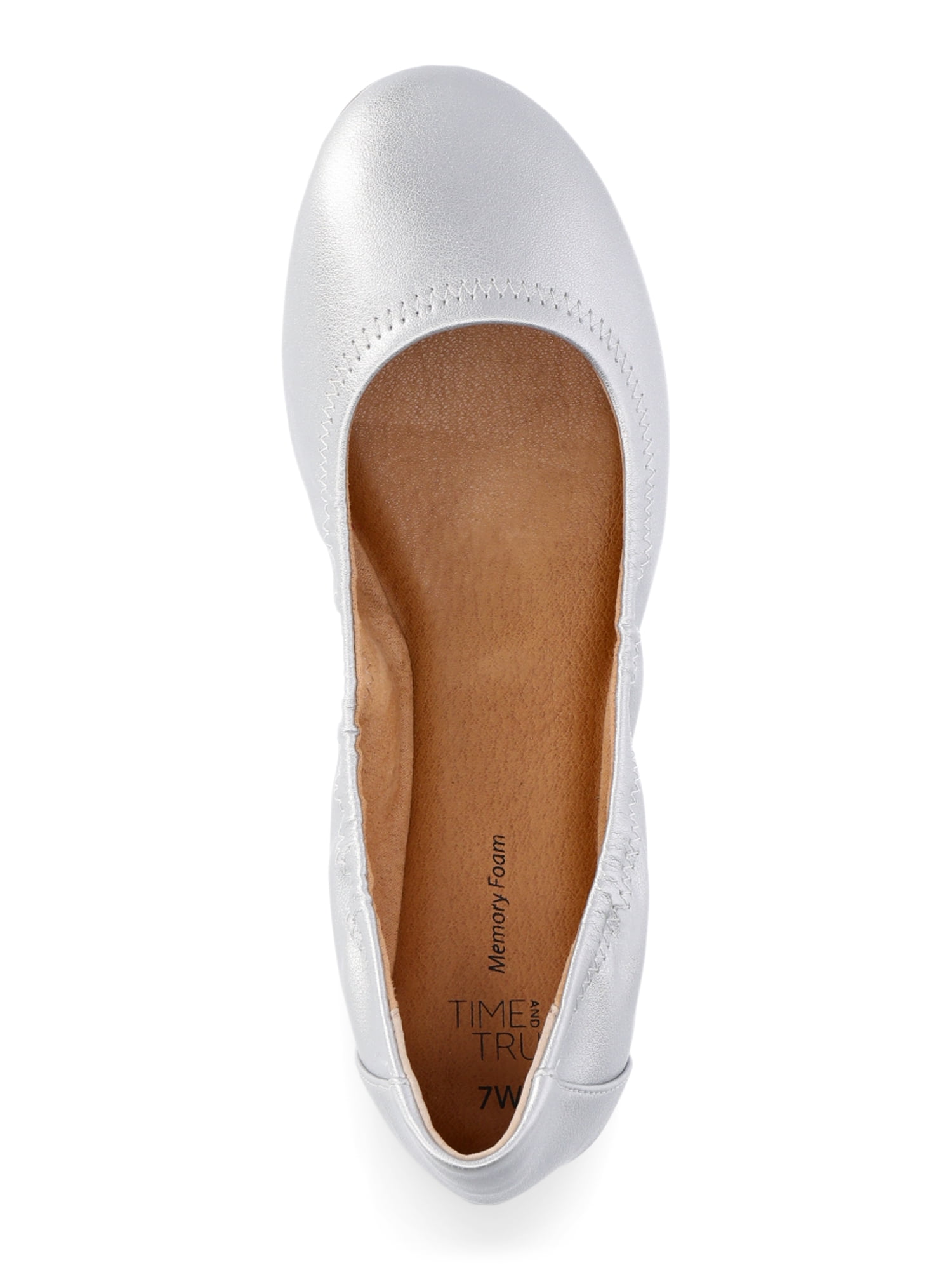 Time and Tru Women's Scrunch Ballet Flats, Wide Width Available