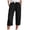 Black, variant on Muslin Capri Pants for Women Loose Straight Leg Trousers Ladies Elastic Waist Beach Pant with Drawstring S Beige