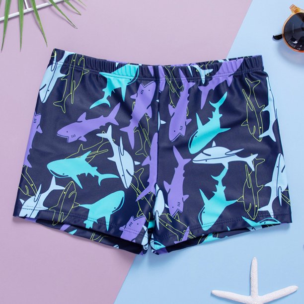 Augper 4-12 Years Children's Swimming Trunks Boys and Adults European and American Swimming Suits Printed Swimming Trunks