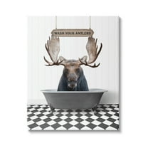 Stupell Industries Rustic Wash Your Antlers Animals & Insects Painting Gallery Wrapped Canvas Print Wall Art, 36 x 48