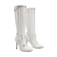 thumbnail image 3 of DREAM PAIRS Women's Metallic Stiletto Heeled Knee High Boots Sexy Fashion Pointed Toe Dress Boots with Stud and Zipper Tassel, 3 of 7