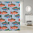 thumbnail image 2 of Manfei Rustic Trout Shower Curtain 72Wx84L, Cartoon Fish Bathroom Shower Curtain, Pink Cyan, 2 of 5