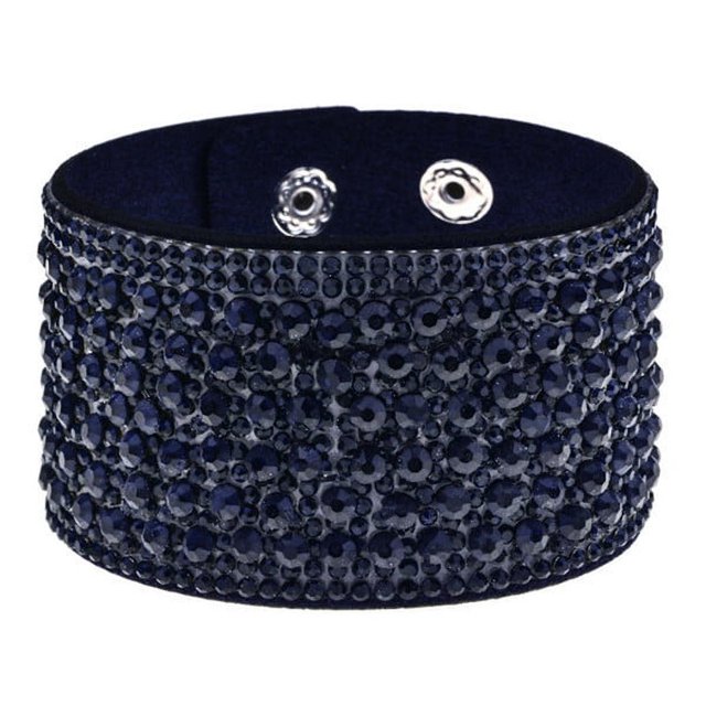 Granjero Gordo Pulsera de moda Bohemia con diamantes de agua Pulsera envuelta en cuero Regalo de San Valentín - Azul oscuro
