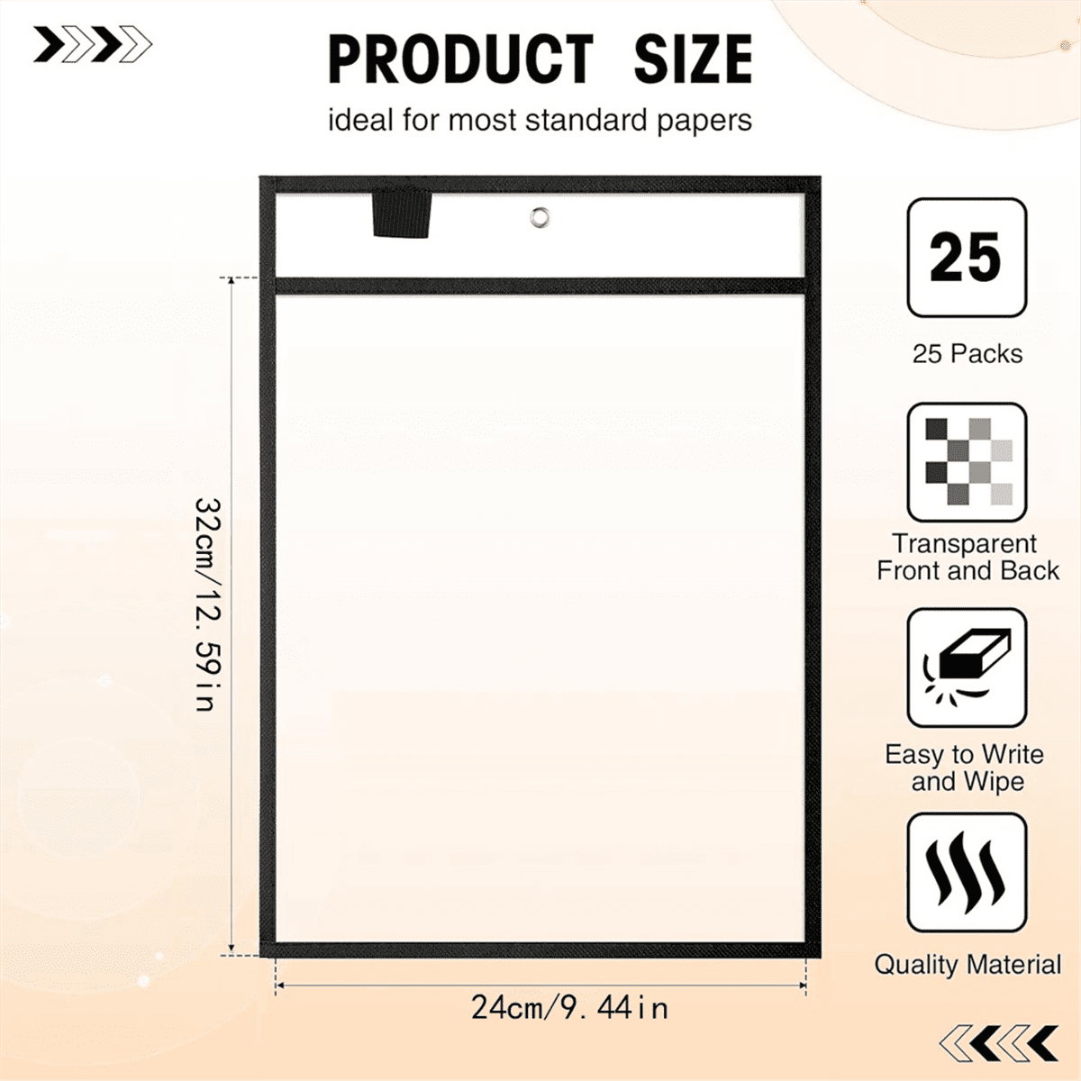 25PCS File Folders 24x32cm Work Note Holder Dry Erase Pockets for Teachers Classroom Organization Supplies B