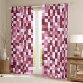 thumbnail image 2 of Homewish Pixel Artistic Curtains Pack of 2 (42x84 Each),Pink White Curtains Blackout,Modern Geometric Aesthetic Bedroom Curtains For Girl Boys,Breathable Home Decor, 2 of 6