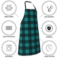 thumbnail image 5 of Fuzoiu Teal On Black Plaid Print Adjustable Waterproof Apron with Pockets,Waterproof Apron for Cooking, Gardening, and Art Projects, 5 of 8