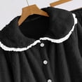 thumbnail image 5 of Ecqkame Women's Fuzzy Sleepwear Cardigan Winter Thick Long Sleeve Button Open Front Pajamas Home Loungewear Sleep Top with Pockets Black XXL, 5 of 7
