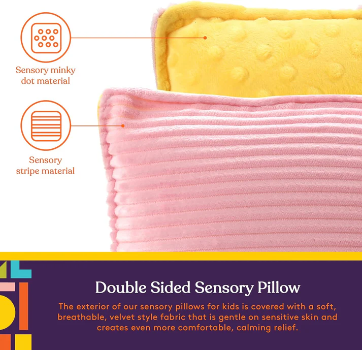 Special Supplies Sensory Vibrating Pillow - Pressure Activated Calm with 3 Modes, Voice Recording & Music - Textured Stimulation Bumps for Kids & Adults (Pink and Yellow)
