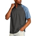 thumbnail image 4 of Domuza Quarter Zip Up Shirts for Men Lightweight Mock Neck Sweatshirt Casual Short Sleeve Color Block Athletic Shirt Black 4XL, 4 of 5