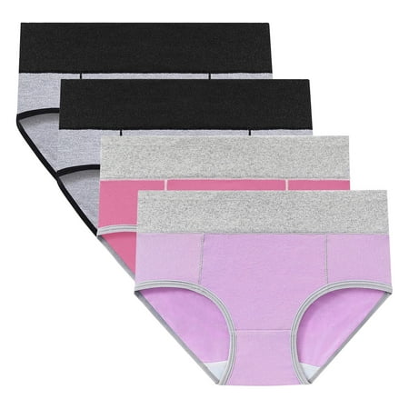 ATOYSOY Women s Underpants Plus Size Hip Lifting Cotton Panties  4 Pack Multipack Clearance Solid Panty Classic Briefs Girls Comfy Shapewear Control Briefs for Ladies Stretchy Pink XXXL