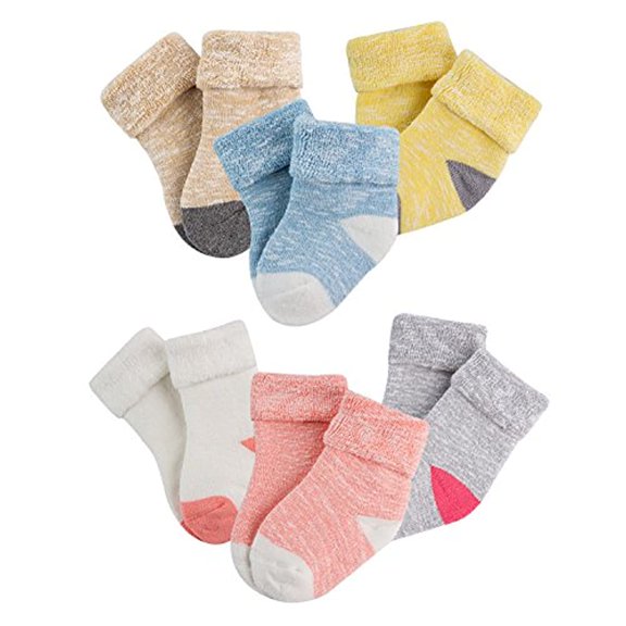 Lian LifeStyle Unisex Baby Toddler 6 Pairs Thick Combed Cotton Crew Socks ZM03 6 Month-12 Month
