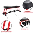 thumbnail image 2 of Banco Plano Sunny Health & Fitness SF-BH6996 con Soporte para Mancuernas y Ruedas de Transporte 1000 lb Negro, 2 of 2