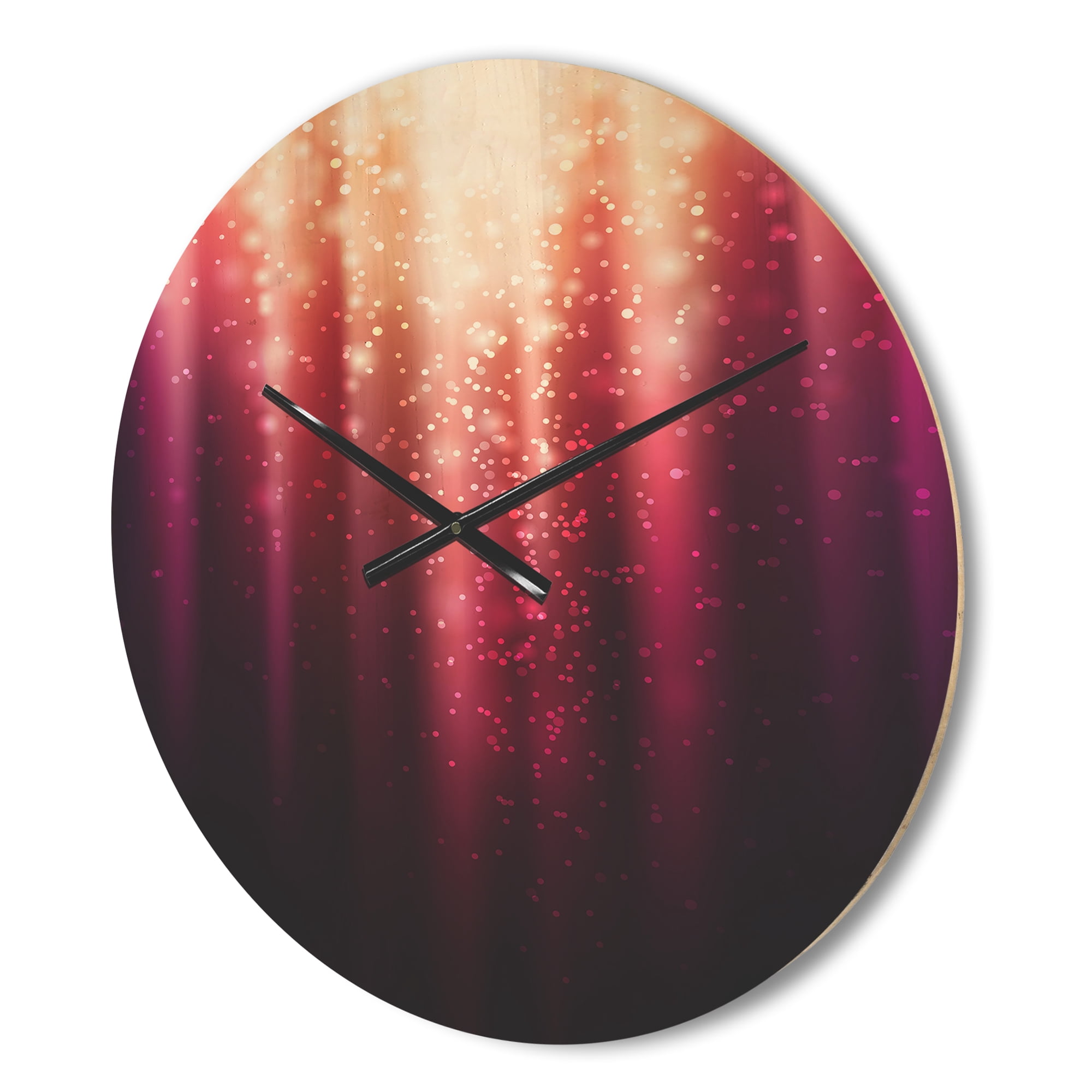 Designart 'Magic Light With Purple' Modern Wood Wall Clock