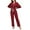 Wine Red, variant on Women's 100% Cotton Long Sleeve Pajama Sets Button Down Notched Collar Sleepwear Soft Lounge Pjs with Pockets (Wine Red,S)
