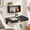 Black, variant on Brown Wall Mounted Folding Floating Nightstand with Charging Station and LED Light