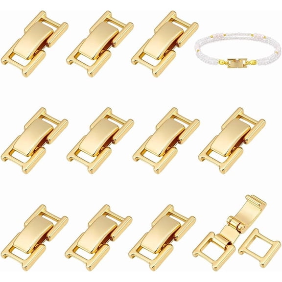 12Pcs 24K Gold Plated Foldover Clasps Rectangle Watch Band Clasps Jewelry Extenders Clasp Closures Fold Over Clasp for DIY Necklaces Bracelets Jewelry DIY Crafts 14x7mm