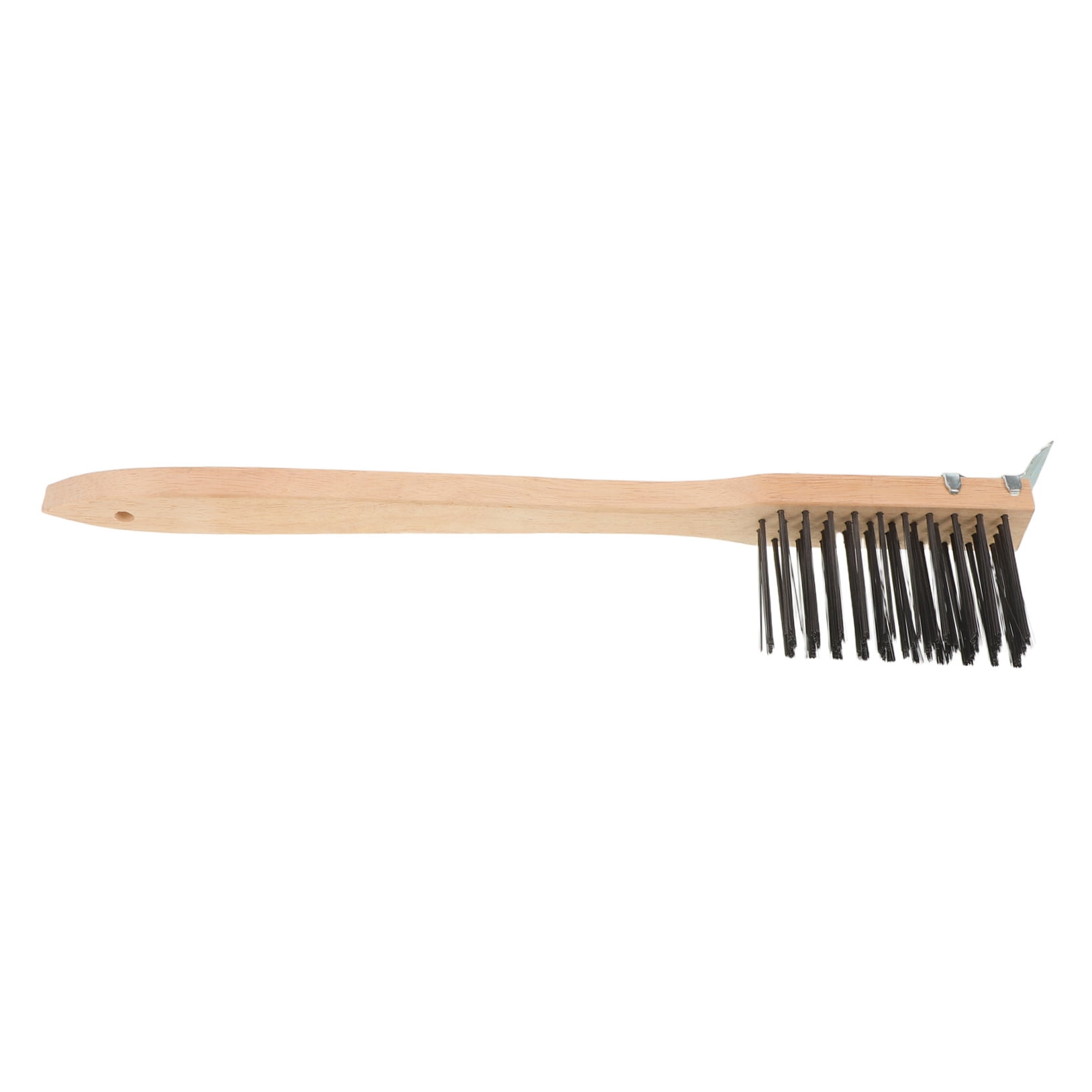 OUNONA Pizza Oven Brush with Beige Wood Handle and Copper Wire Bristles for Easy Grease Removal and Deep Cleaning