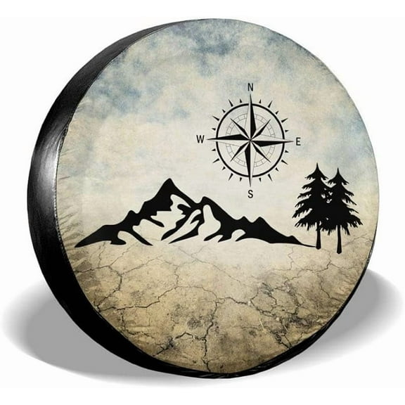 Nature Mountain Compass Spare Tire Cover Wheel Protectors Weatherproof Universal for Trailer Rv SUV Truck Camper Travel Trailer