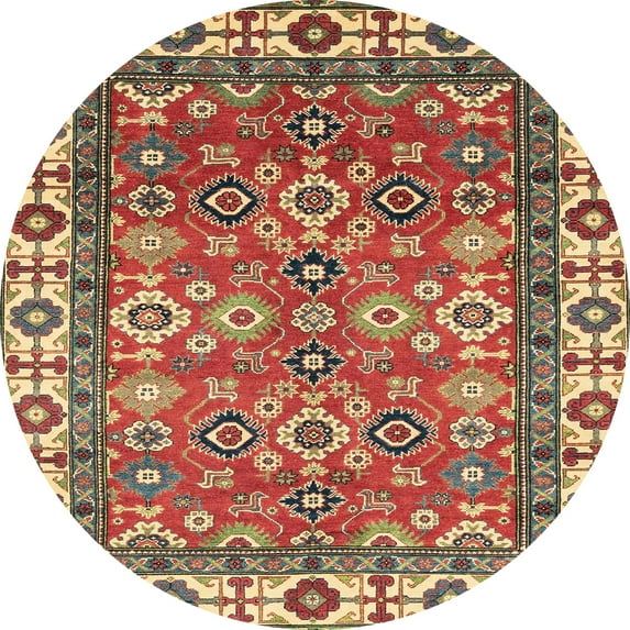 Ahgly Company Indoor Round Abstract Red Oriental Area Rugs, 3' Round