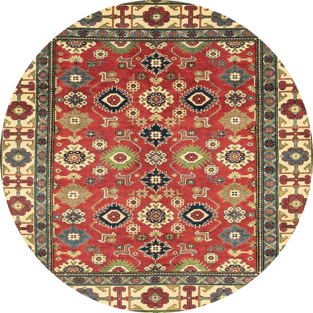 Ahgly Company Tapis d'Intérieur Ronds Abstraits Orientaux Rouges, 3 Pieds Rond