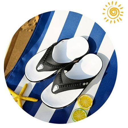 Summer Men Flip Flops Beach Slippers Male Flats Sandals Anti-slip Shoes black 43