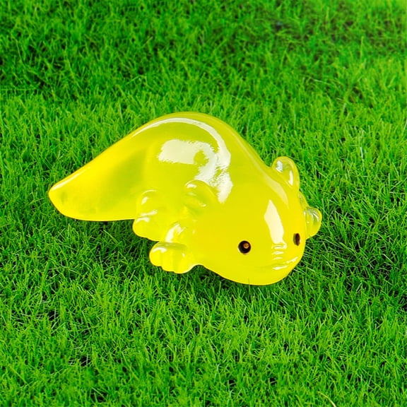 1.18×0.59in Mini Cute Salamander Figurine - Glow by Absorbing Light, Material Resin, Durablity, for Office, Desk, Home Display, DIY Craft, Dollhouse & tank Ornament, 1PC, Yellow