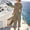 Khaki plus size 2 piece outfits a1, variant on Women Plus Size 2 Piece Short Sleeve V Neck Sets Summer Casual Wide Leg Pants Loose Boho Vacation Outfits Solid Matching Lounge Tracksuit Travel Clothes, Khaki L