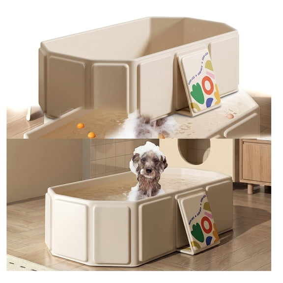 Extra Large Foldable Pet Bathtub Multi Purpose For Dogs And Laundry Cleaning Sturdy Support Legs Suitable For Indoor And Outdoor Use White