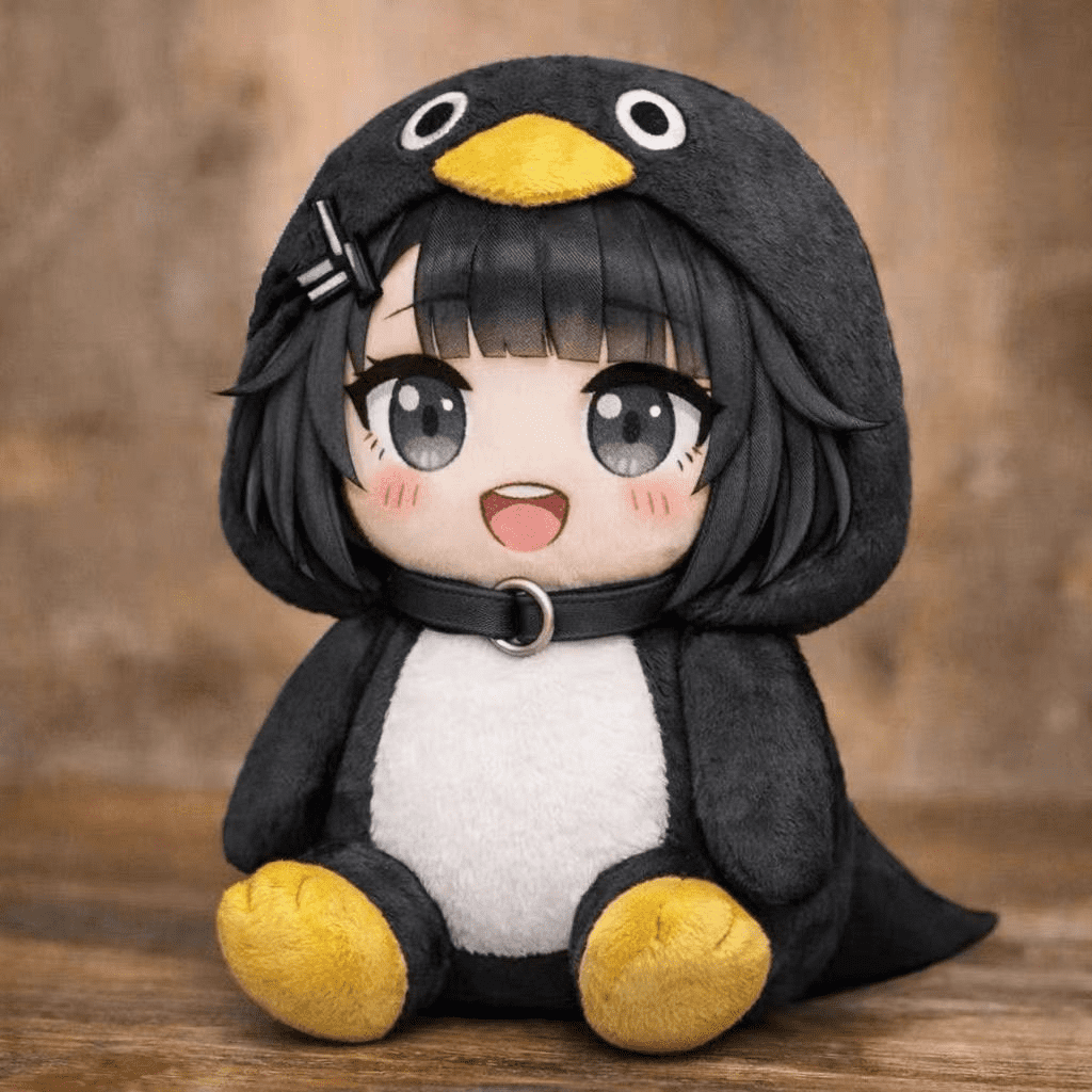 New Anime GUGUGAGA Penguin Figure Plush Toys - Cute Penguin Costume Girl