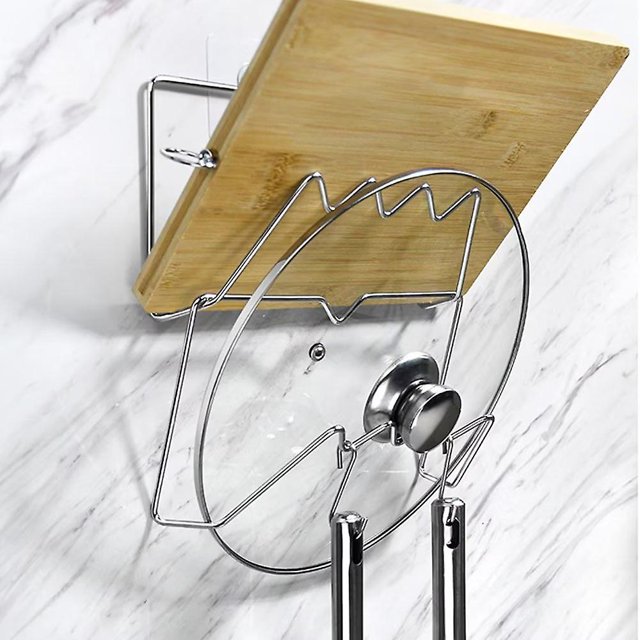 Soporte para tapa de olla, soporte organizador de tapa de olla de acero inoxidable montado en la pared, autoadhesivo, juego de 2 Banban ZefeiWu 8390613081391