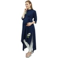 thumbnail image 5 of Bimba Moms Aari Embroidered Cotton Navy Blue Women Maternity Dress With Belt - 18, 5 of 6