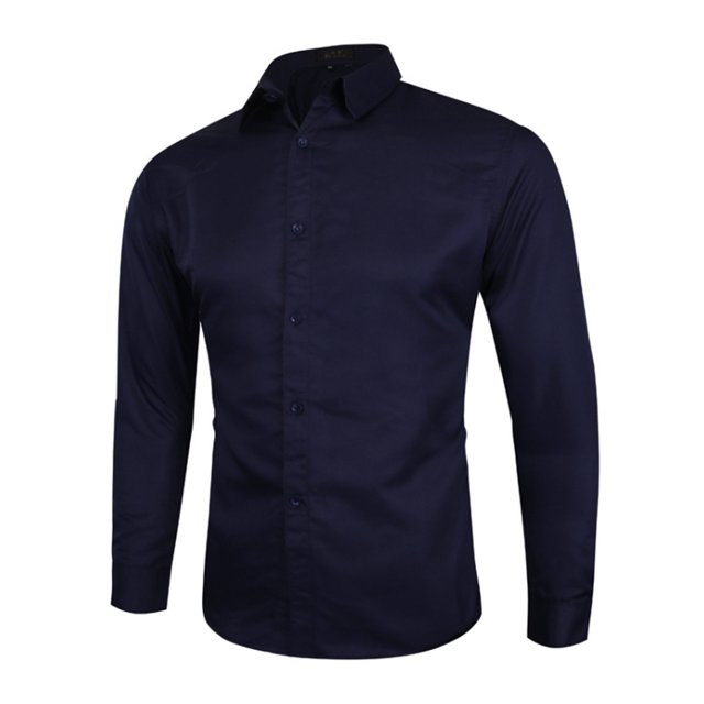 Innerwin Tops Long Sleeve Men Tunic Shirt Work Button Down Casual Shirts Royal Blue 2XL